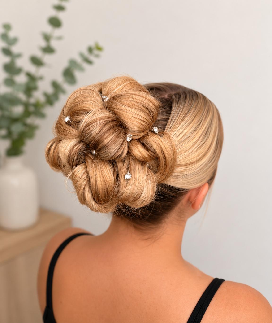 Crystal pinned bridal bun